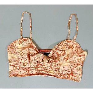 Cider Orange Paisley Bohemian Tank Crop Top Shirt Tee Blouse Size M 🌻